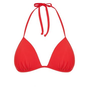 Red Moulded Triangle Bikini Top | New Look
