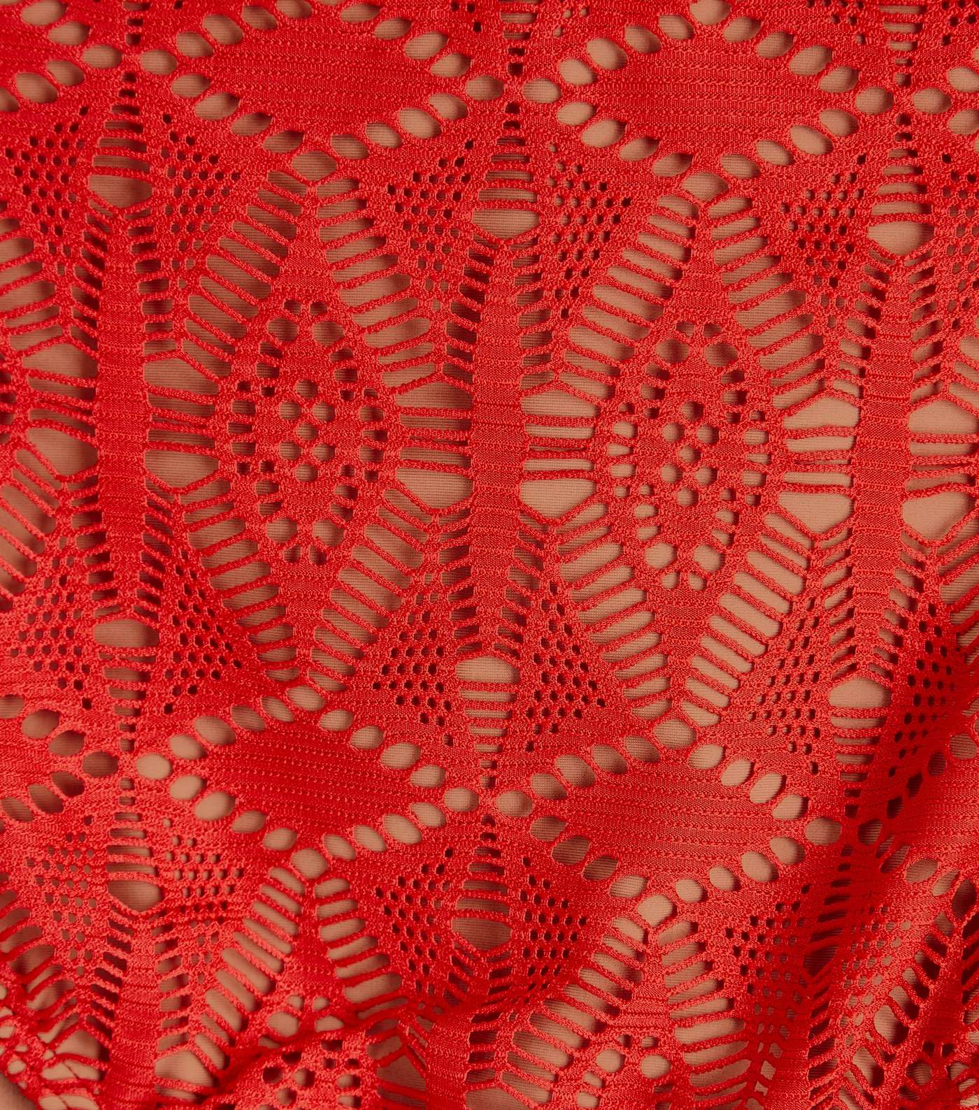 Red Crochet Caged High Waist Bikini Bottoms Image 6
