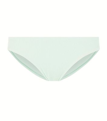 Mint Green Ribbed Bikini Bottoms | New Look