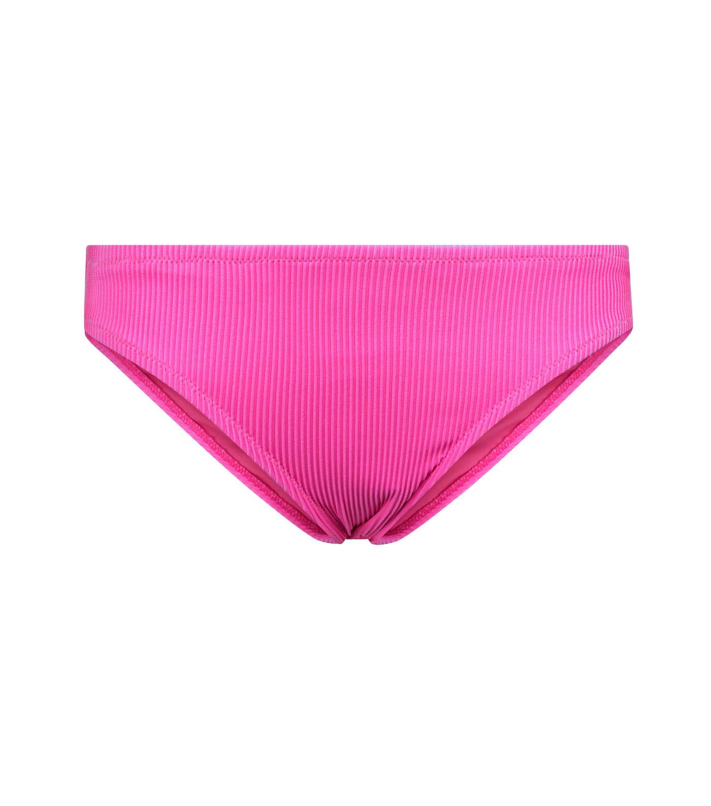 Pink Neon Ribbed Bikini Bottoms  Image 3