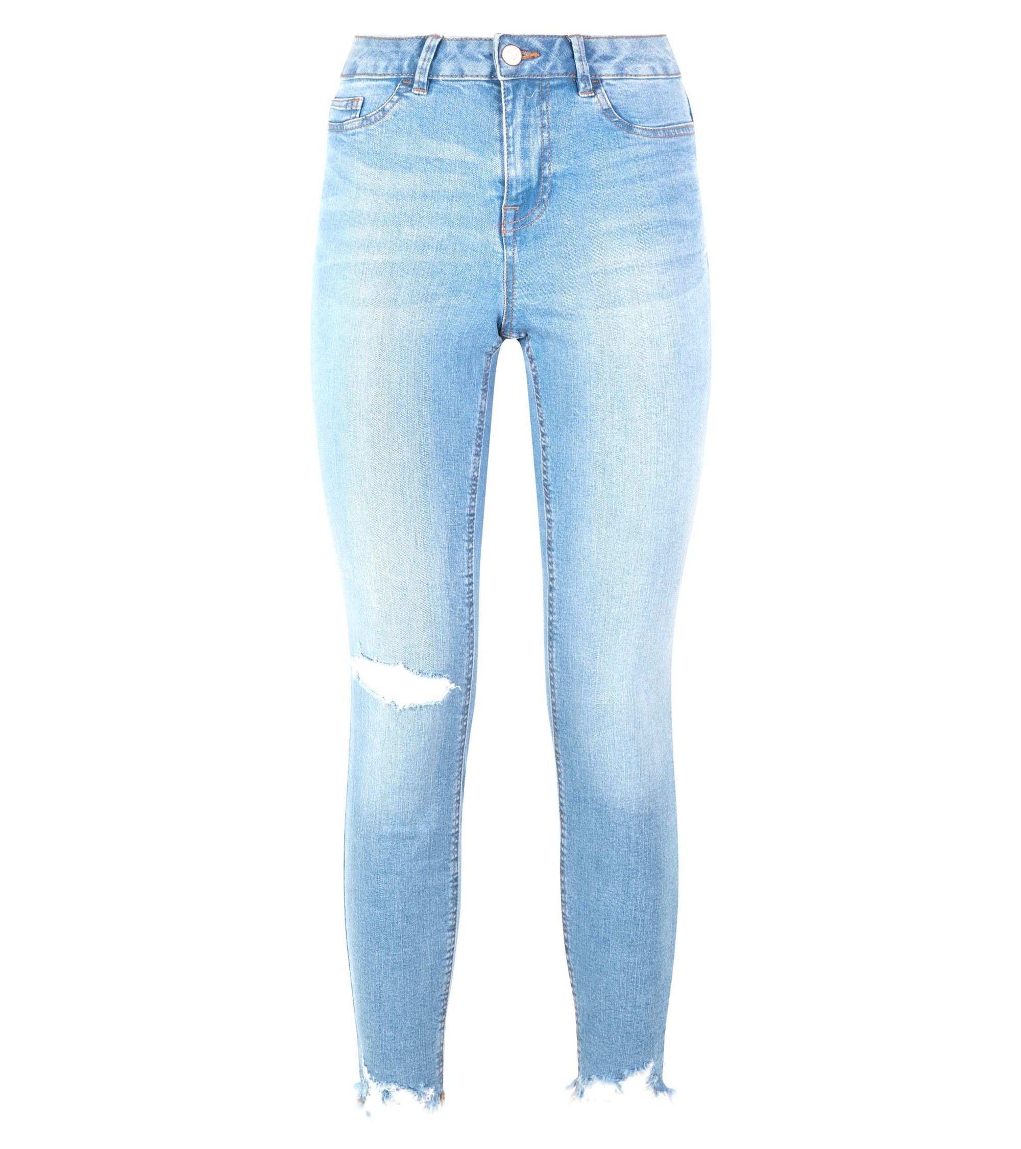 New Look Pale Blue Ripped Fray Hem Skinny Jenna Jeans at £15.99 | love ...