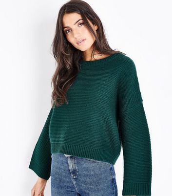 Dark Green Wide Sleeve Jumper | New Look