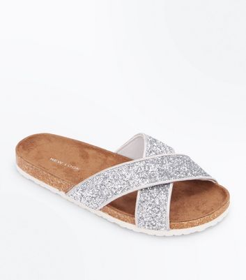 womens sparkly sliders