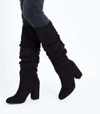 new look black slouch boots