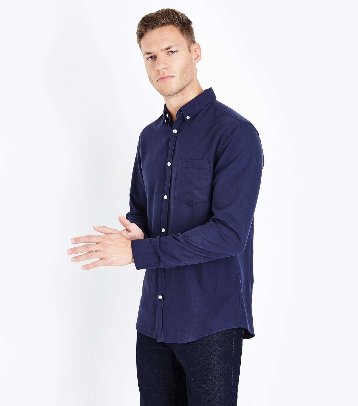 Navy Long Sleeve Oxford Shirt