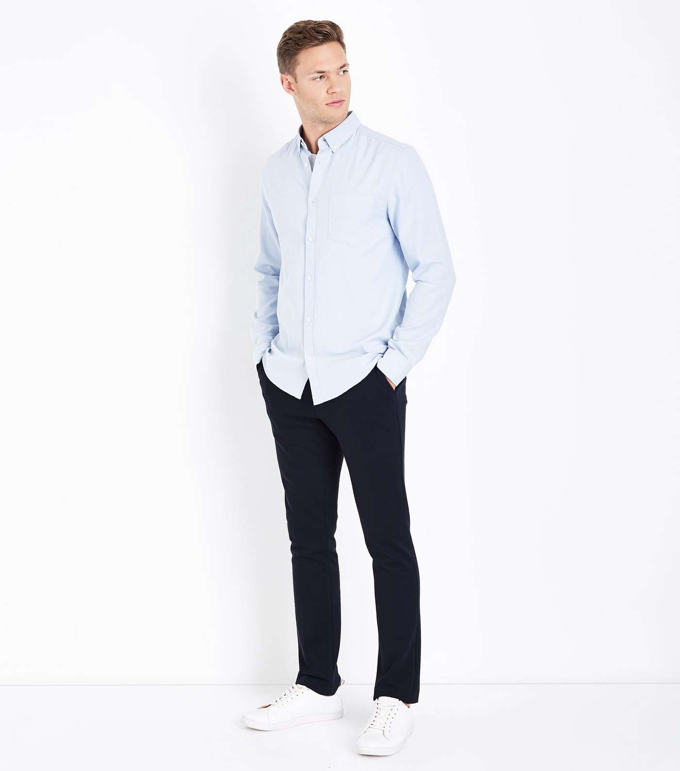 Pale Blue Long Sleeve Oxford Shirt Image 2