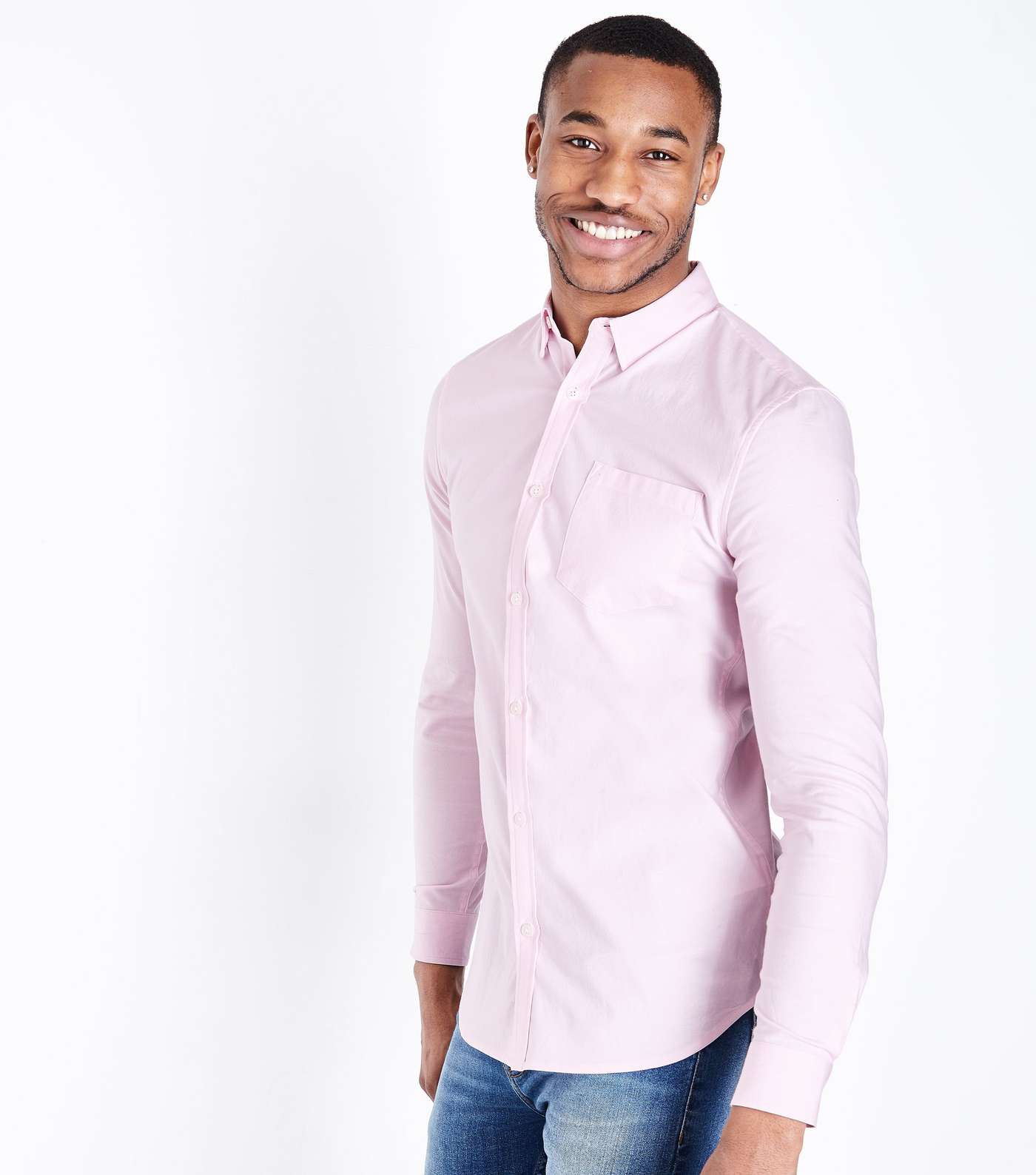 Pink Muscle Fit Stretch Oxford Shirt