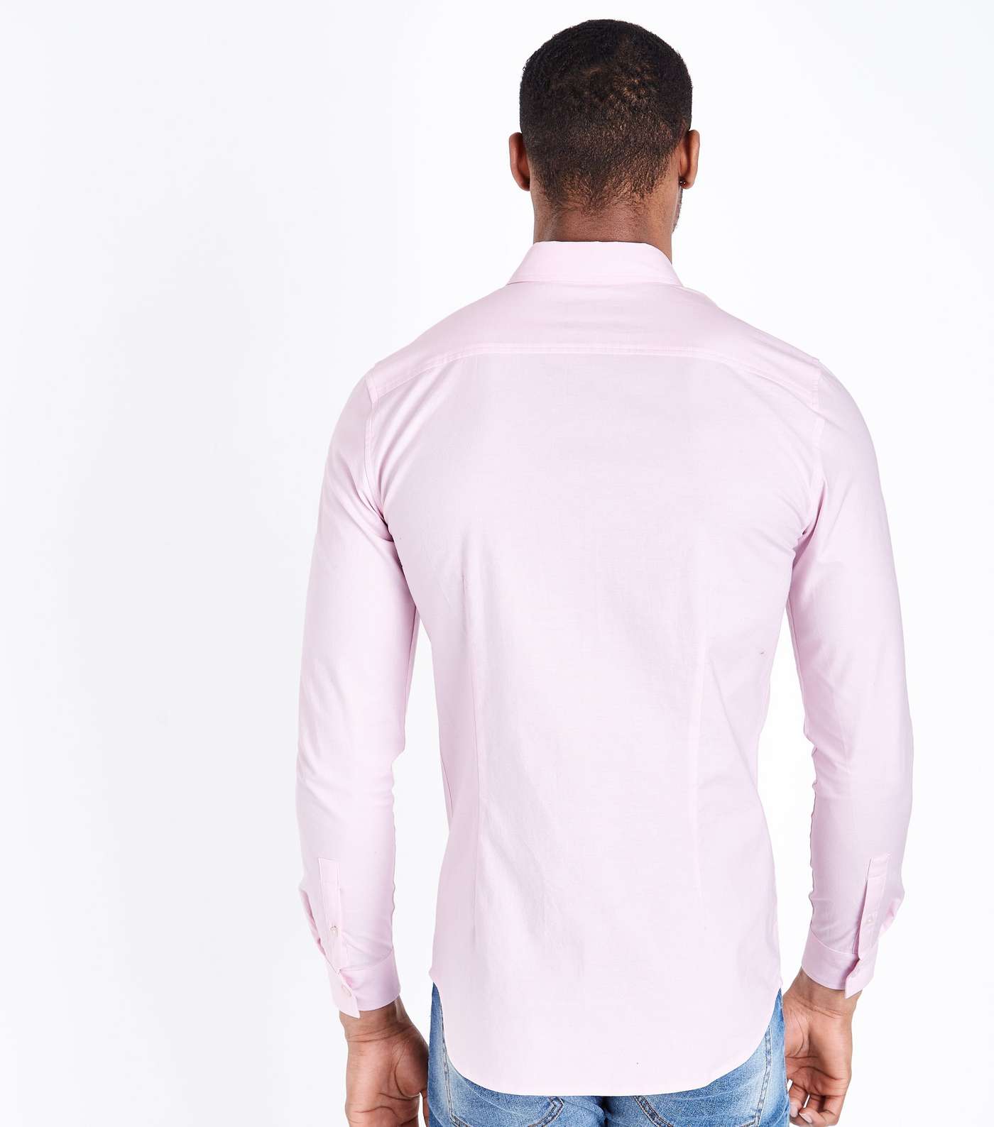 Pink Muscle Fit Stretch Oxford Shirt Image 3
