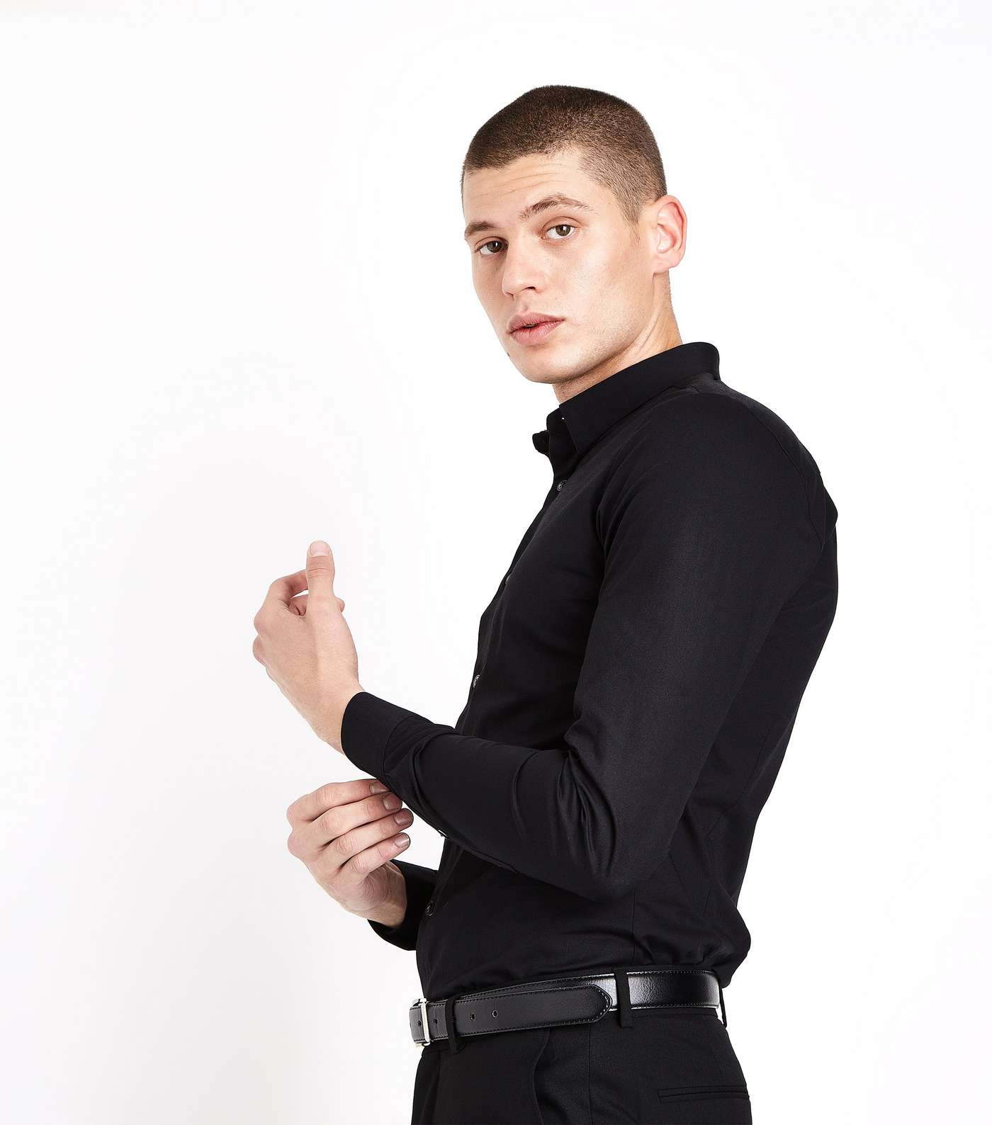 Black Muscle Fit Stretch Shirt