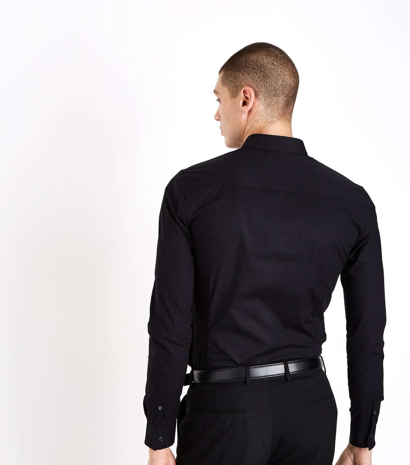 Black Muscle Fit Stretch Shirt Image 3