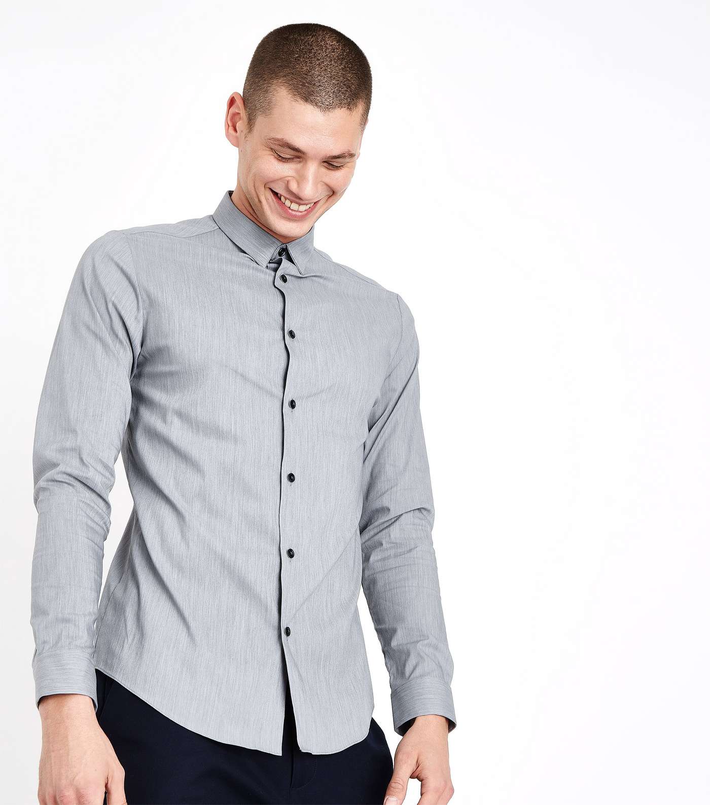 Pale Grey Muscle Fit Stretch Shirt