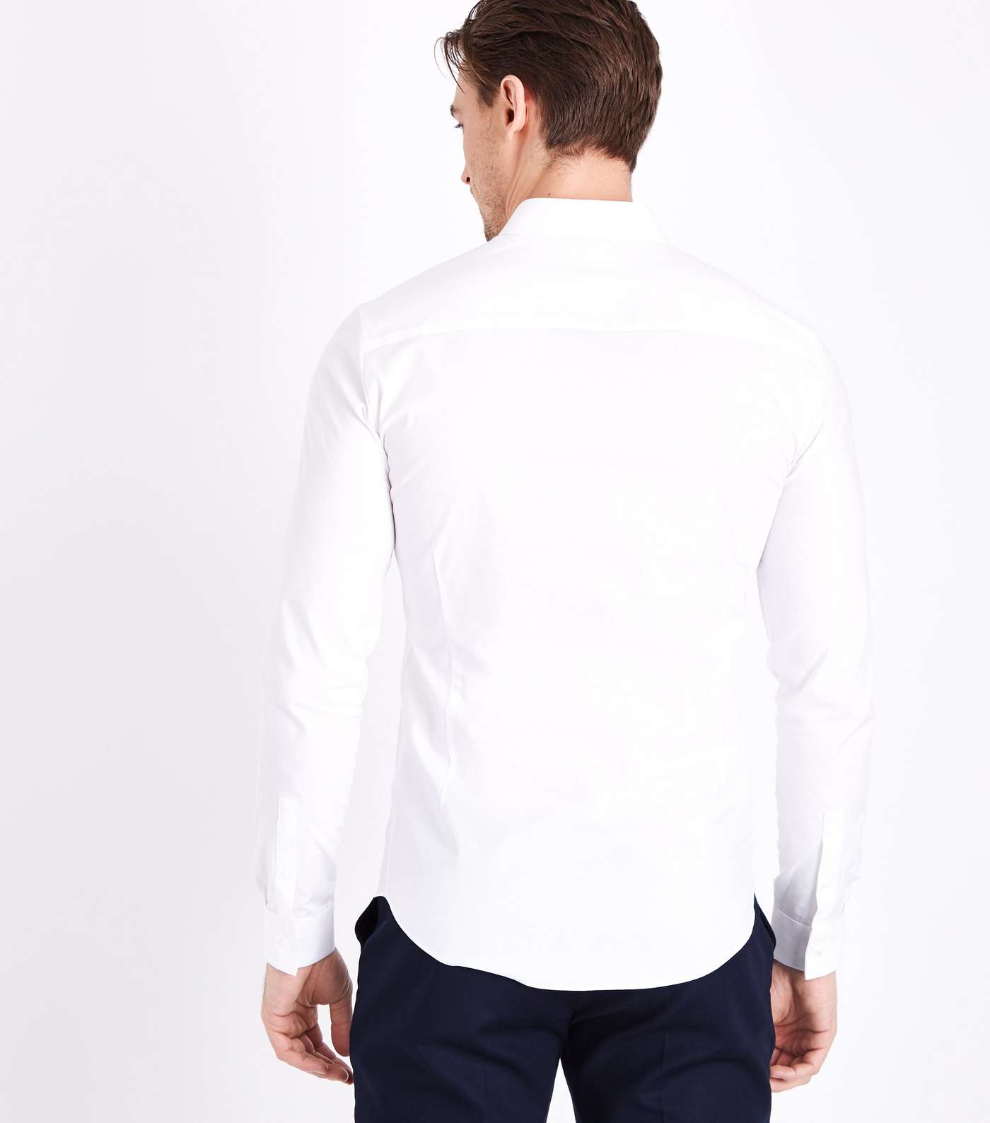 White Muscle Fit Stretch Shirt Image 3