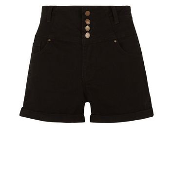 high waisted denim shorts new look