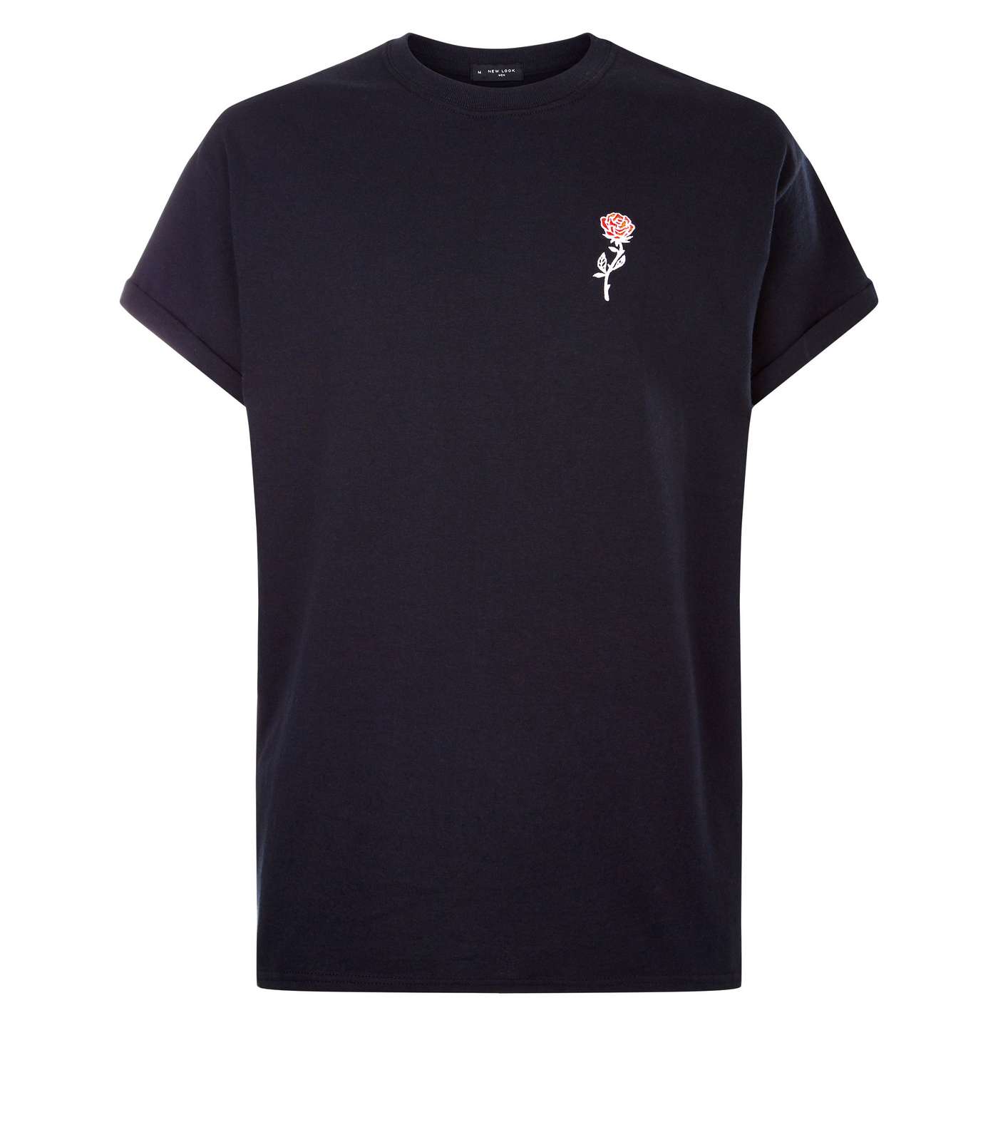 Black Embroidered Rose T-Shirt Image 4