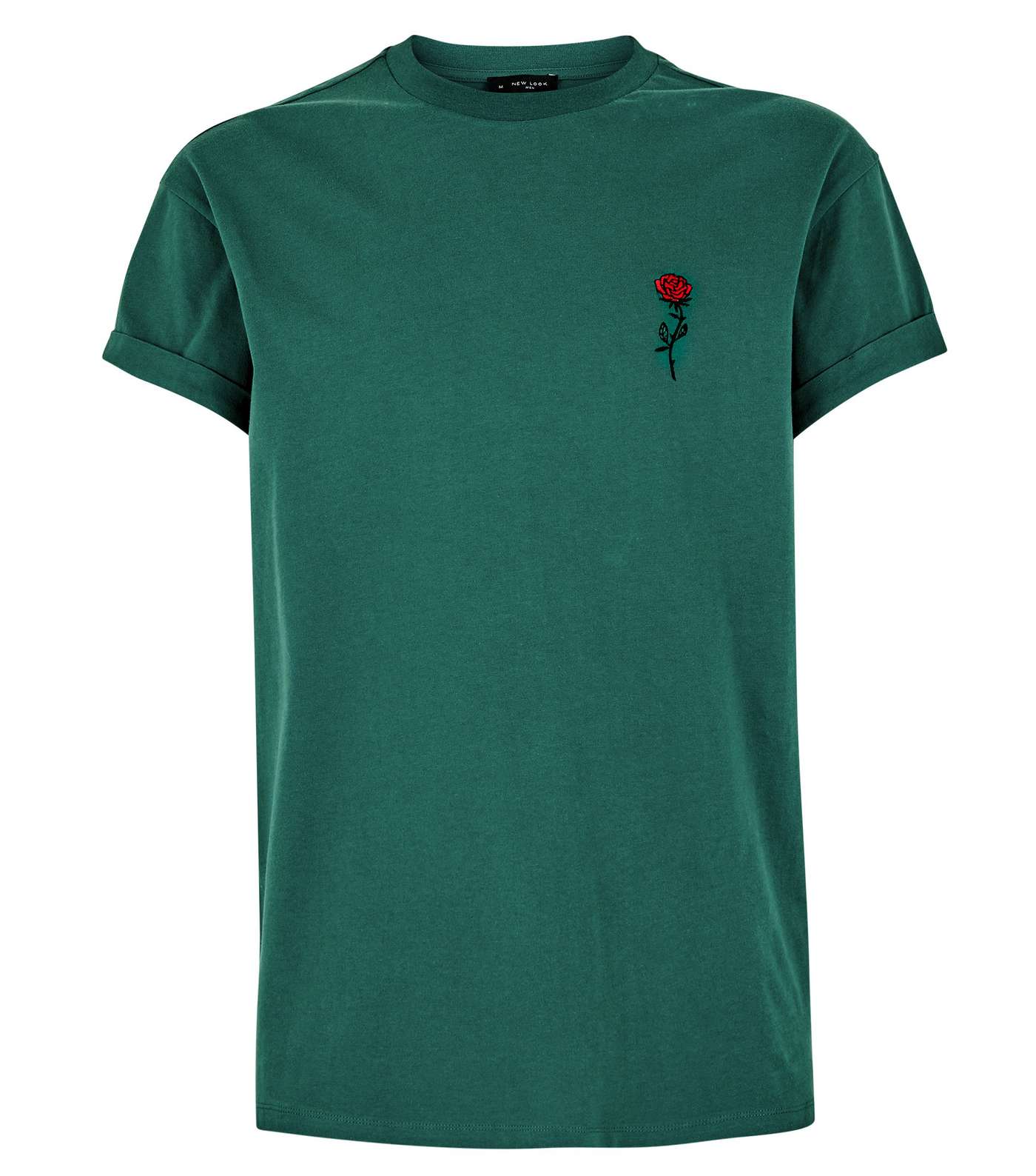 Green Embroidered Rose T-Shirt Image 4
