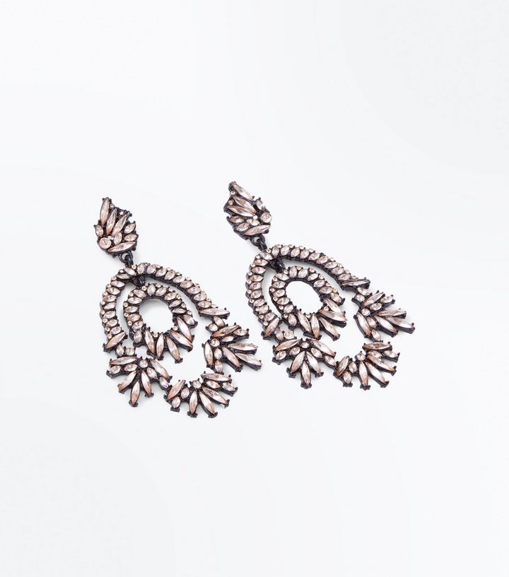 Light Pink Stone Embellished Chandelier Earrings New Look Home Light Pink Stone Embellished Chandelier Earrings The Look