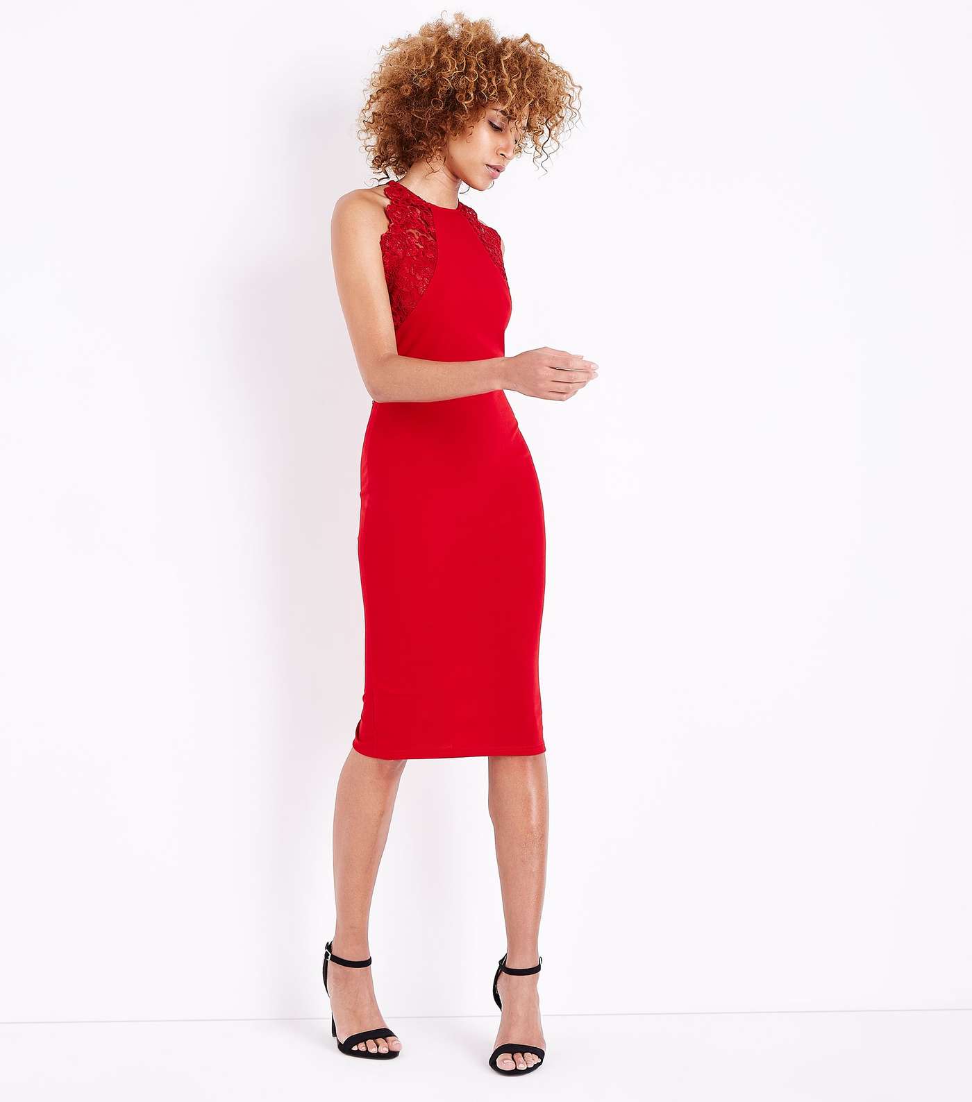 AX Paris Red Lace Trim Sleeveless Midi Dress Image 2