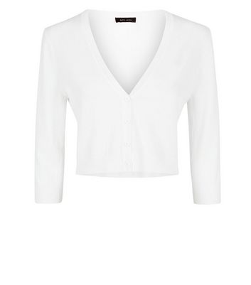 White cardigan crop top sale