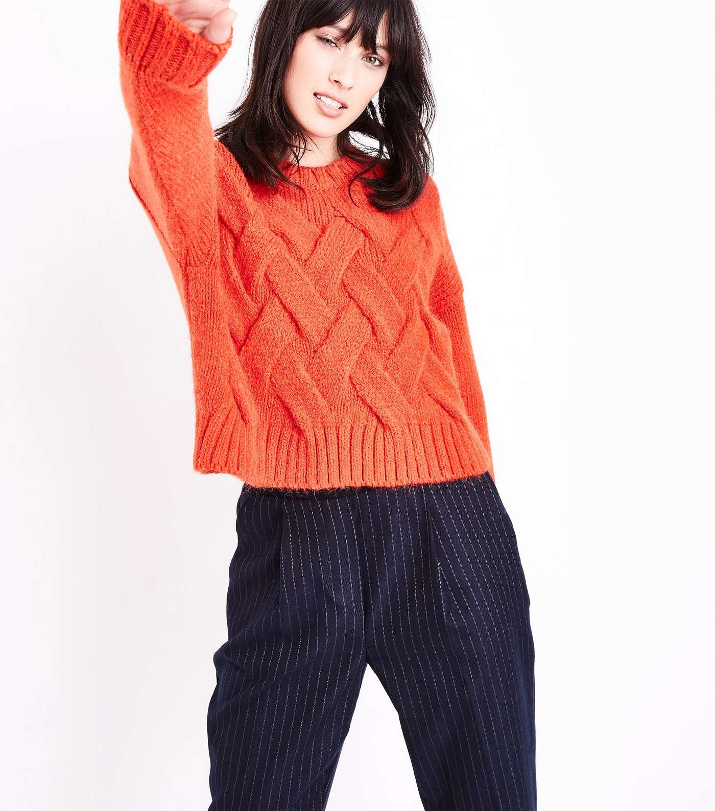 Red Cable Knit Cropped Jumper 