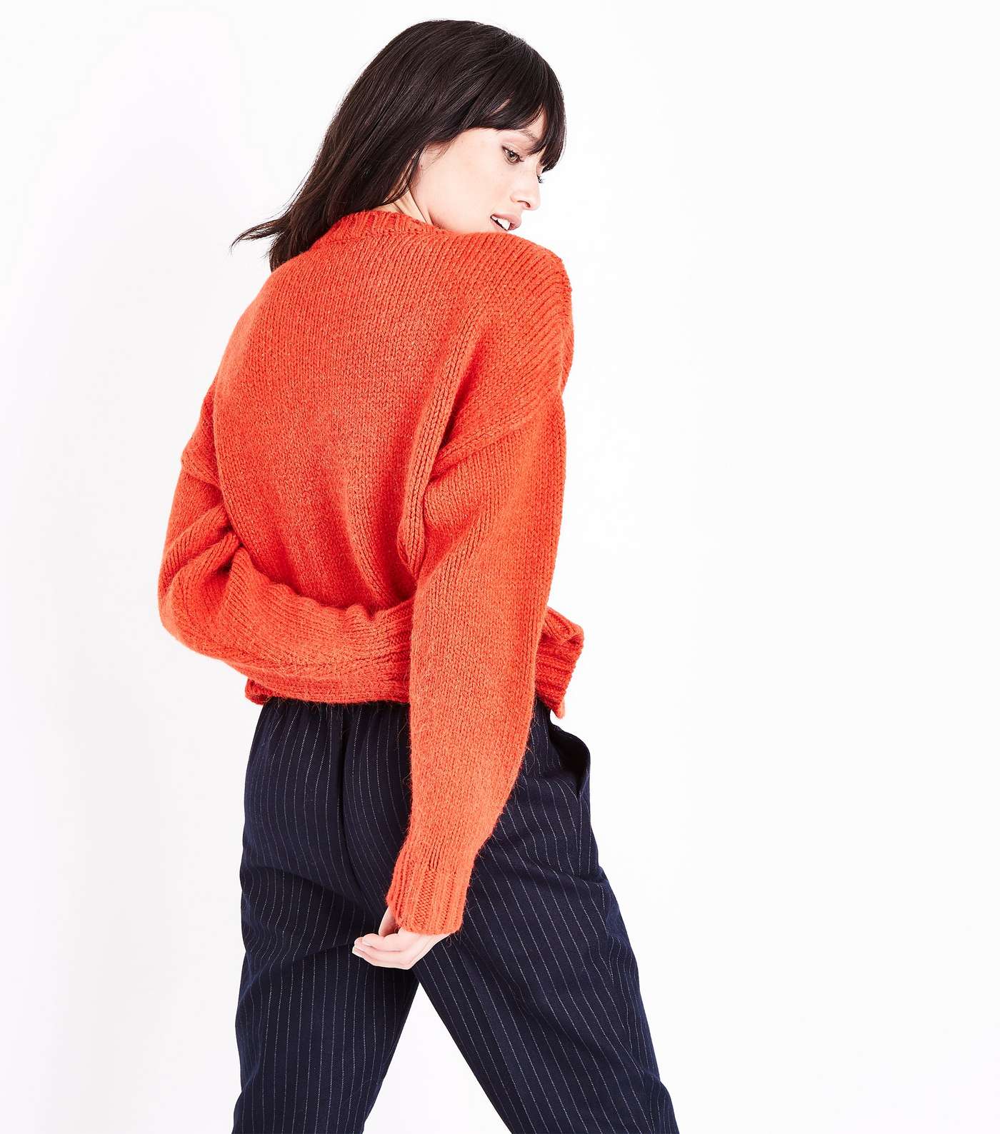 Red Cable Knit Cropped Jumper  Image 3