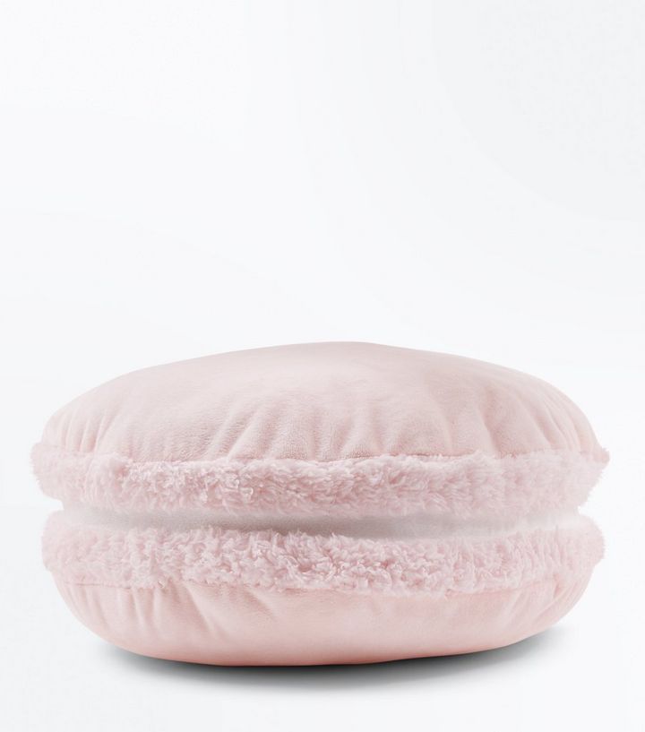 Pale Pink Fluffy Macaroon Cushion New Look