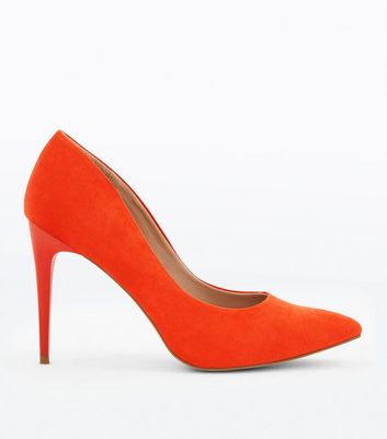 Bright Orange Suedette Stiletto Heel 