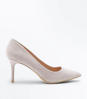 Grey Suedette Pointed Court Shoes | New 