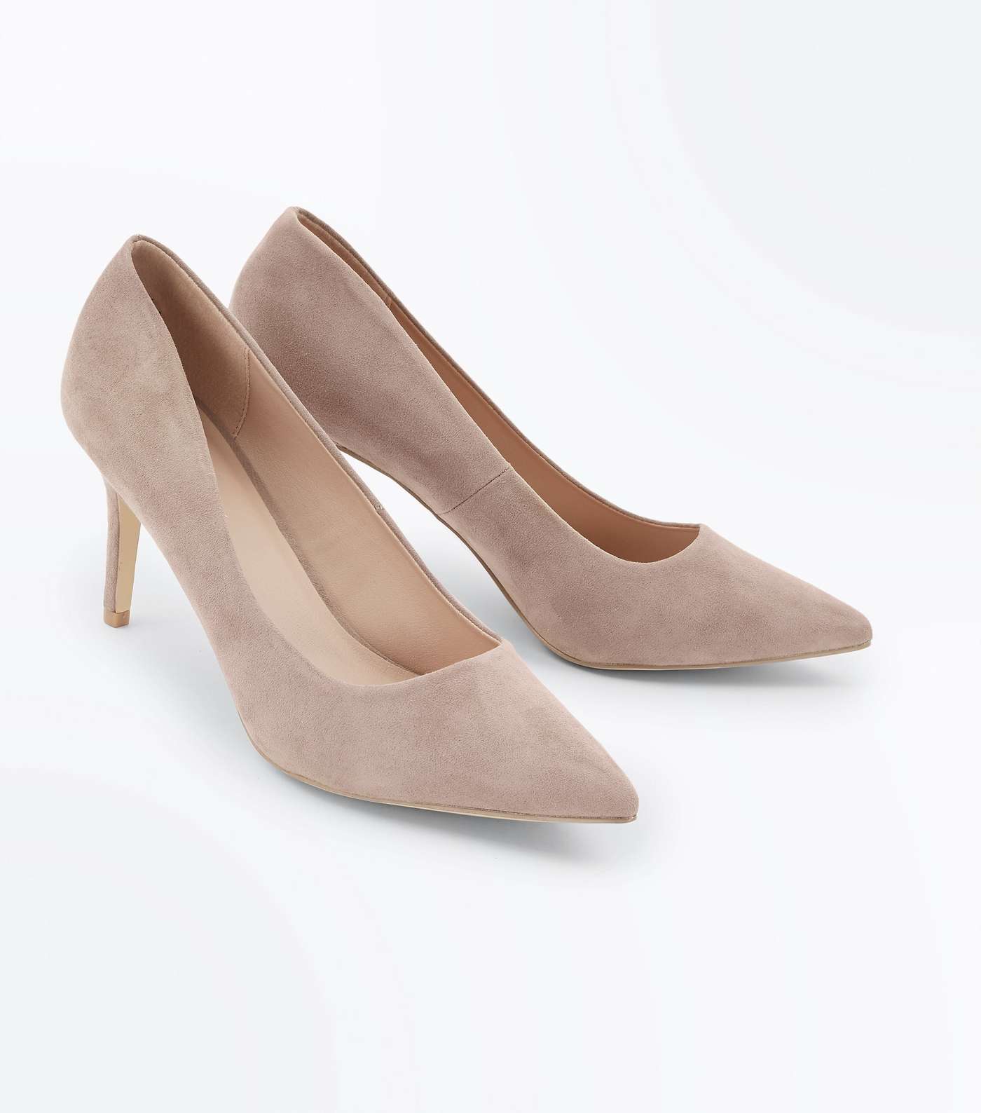 Light Brown Suedette Pointed Court Shoes Image 3