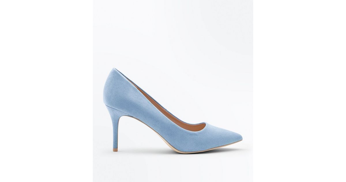 Pale Blue Suedette Pointed Court Shoes | New Look