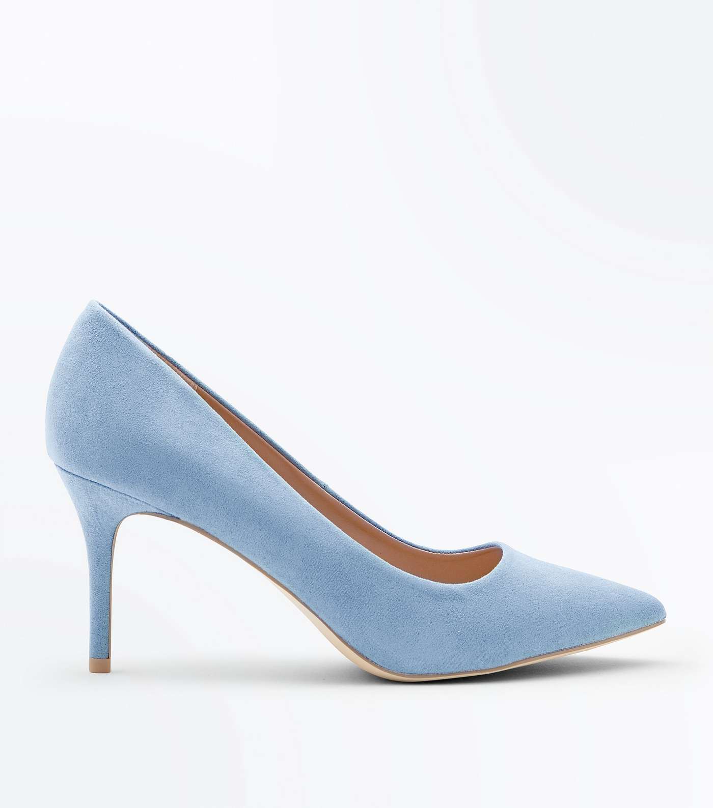Pale Blue Suedette Pointed Court Shoes