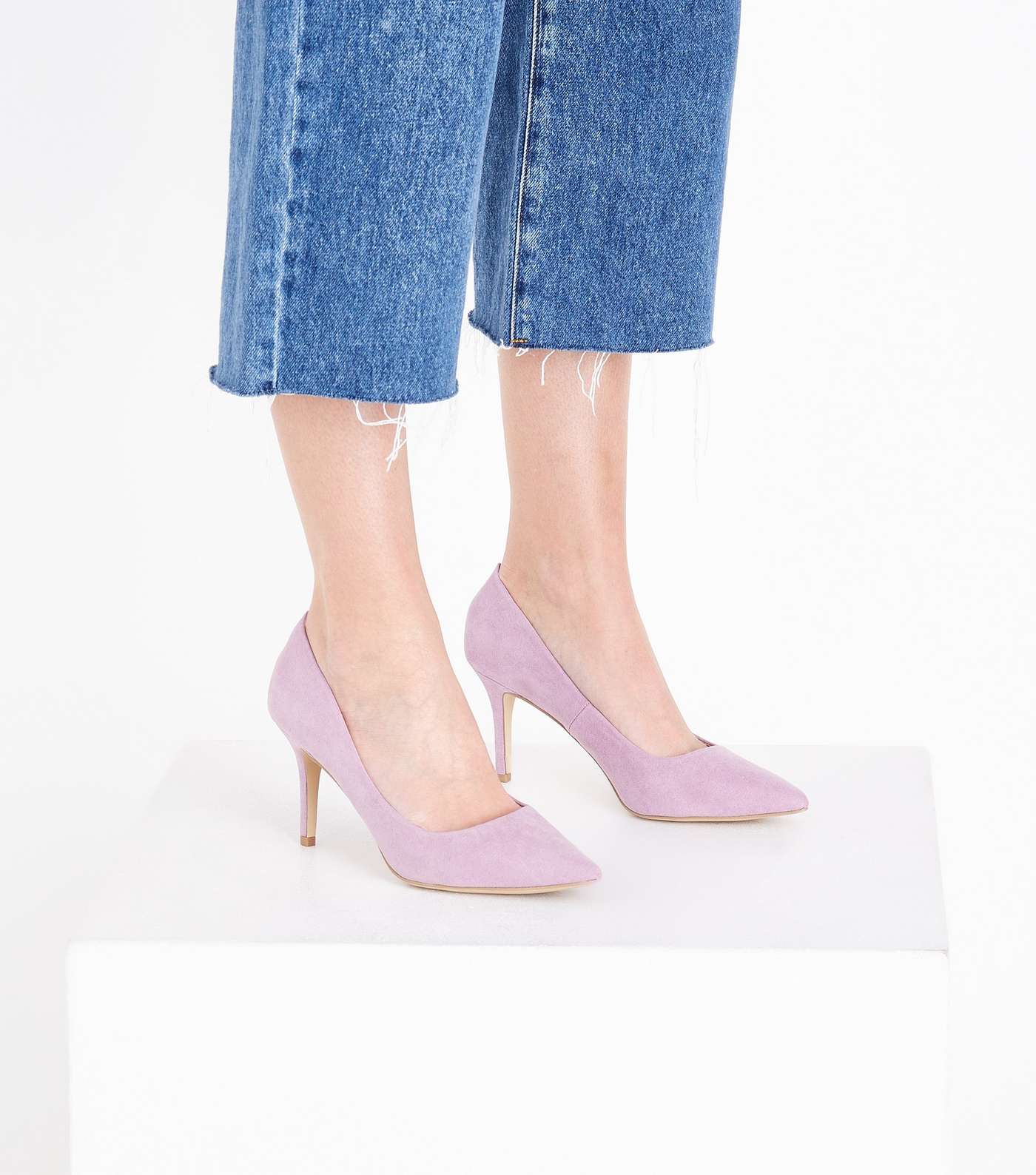 Lilac Suedette Pointed Court Shoes Image 2