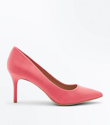 Coral Suedette Pointed Court Shoes | New Look