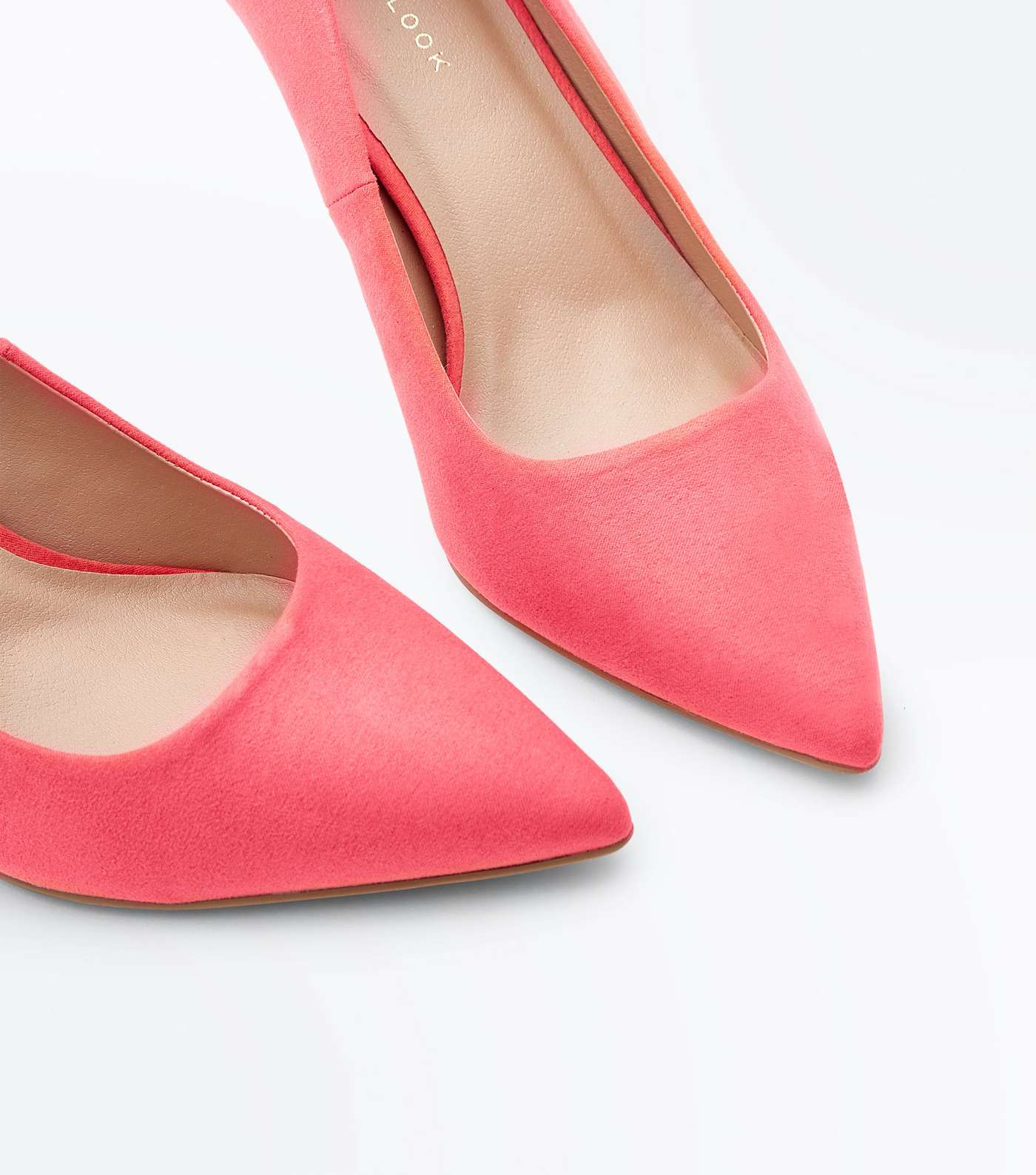 Coral Suedette Pointed Court Shoes Image 4