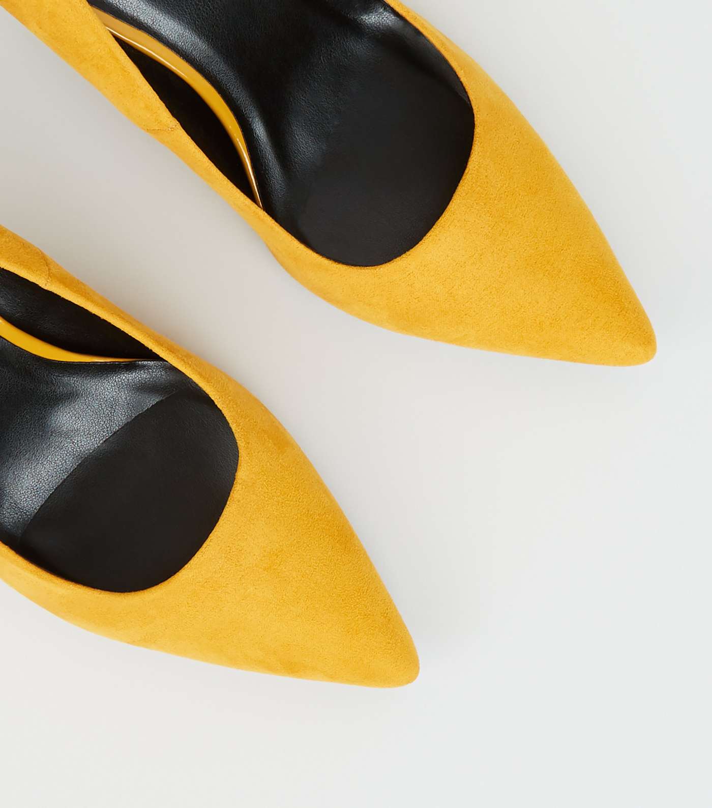 Mustard Suedette Pointed Court Shoes Image 3