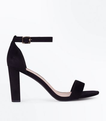 new look wide fit suedette heeled sandal