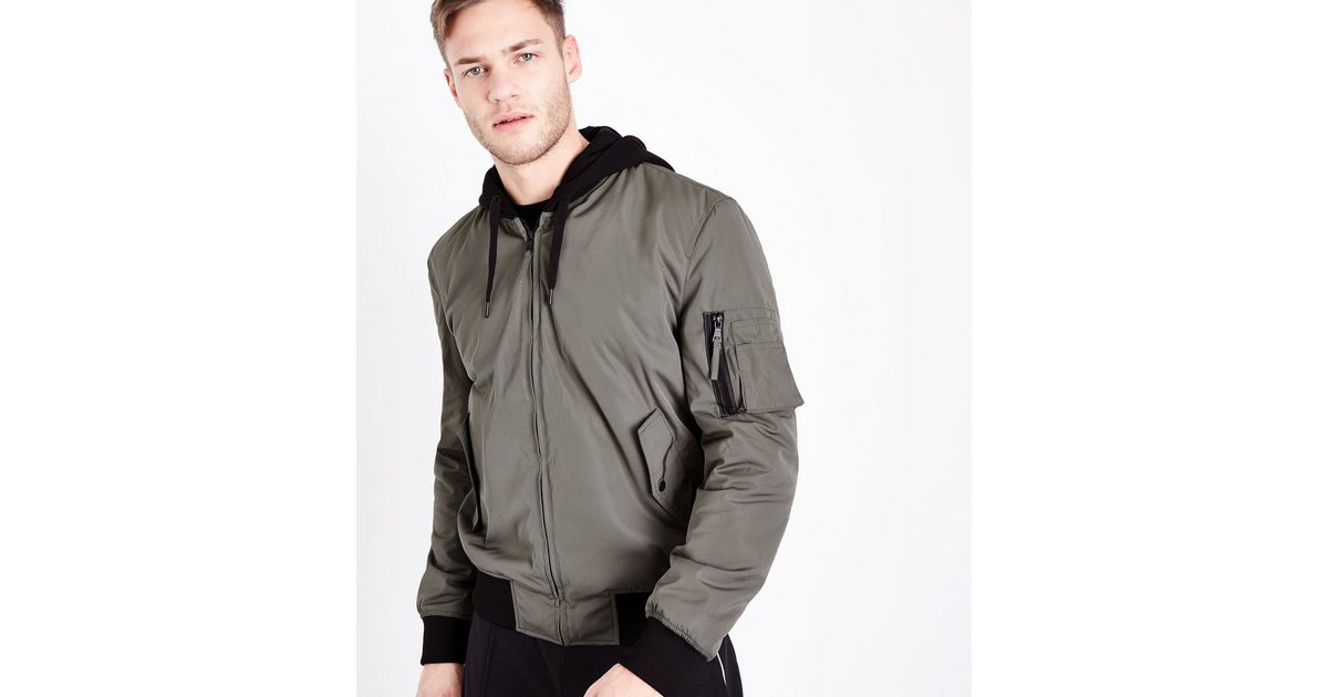 Khaki Hooded Bomber Jacket | New Look