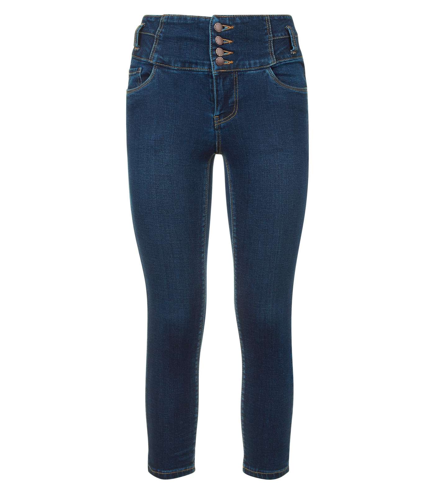 Petite Blue 26in High Waist Skinny Jeans Image 4