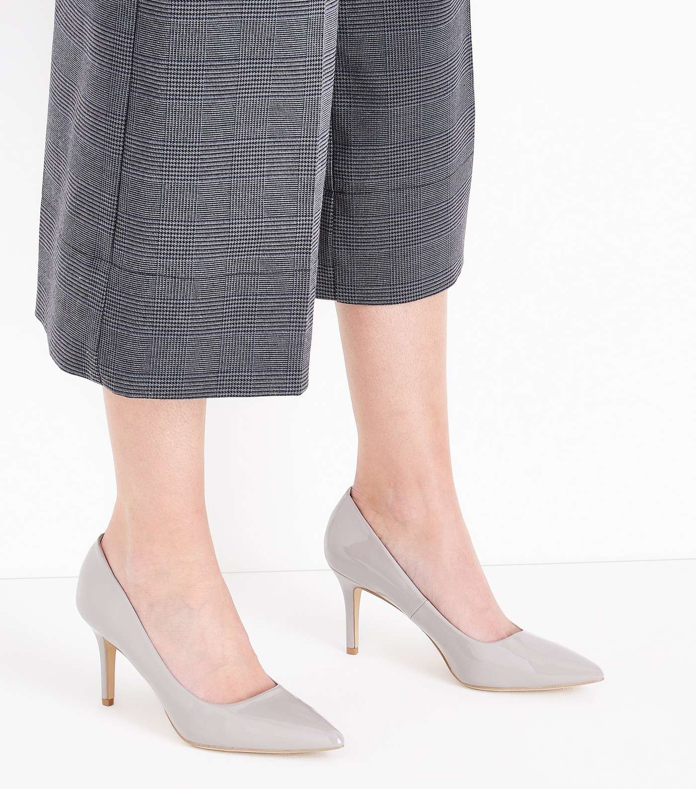 Grey Patent Pointed Court Shoes Image 2