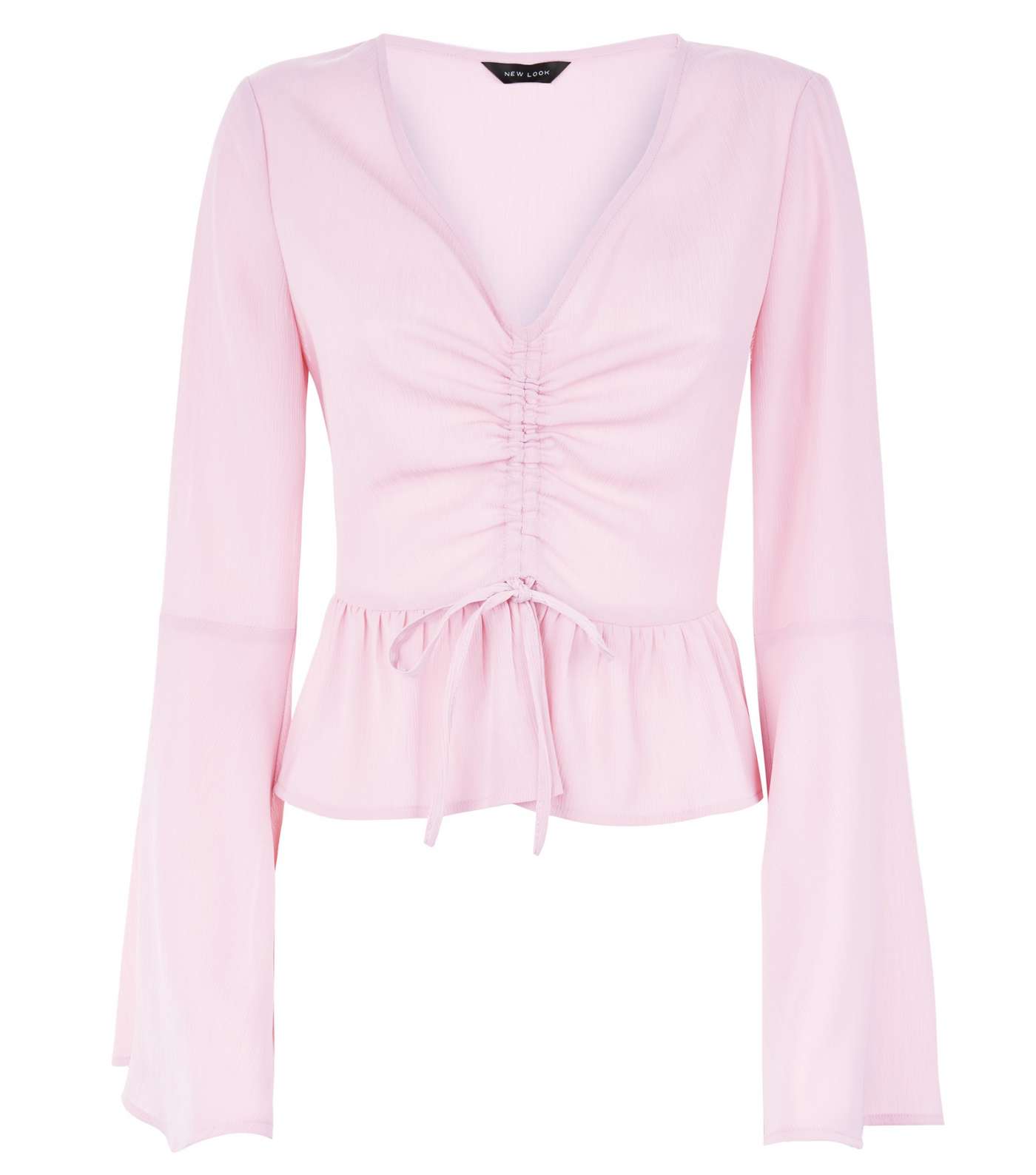 Pale Pink Ruched Front Bell Sleeve Top Image 4