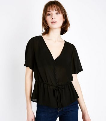 new look black peplum top