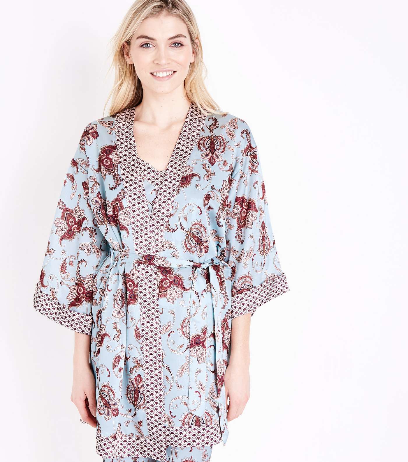 Frankie Blue Paisley Print Pyjama Kimono 