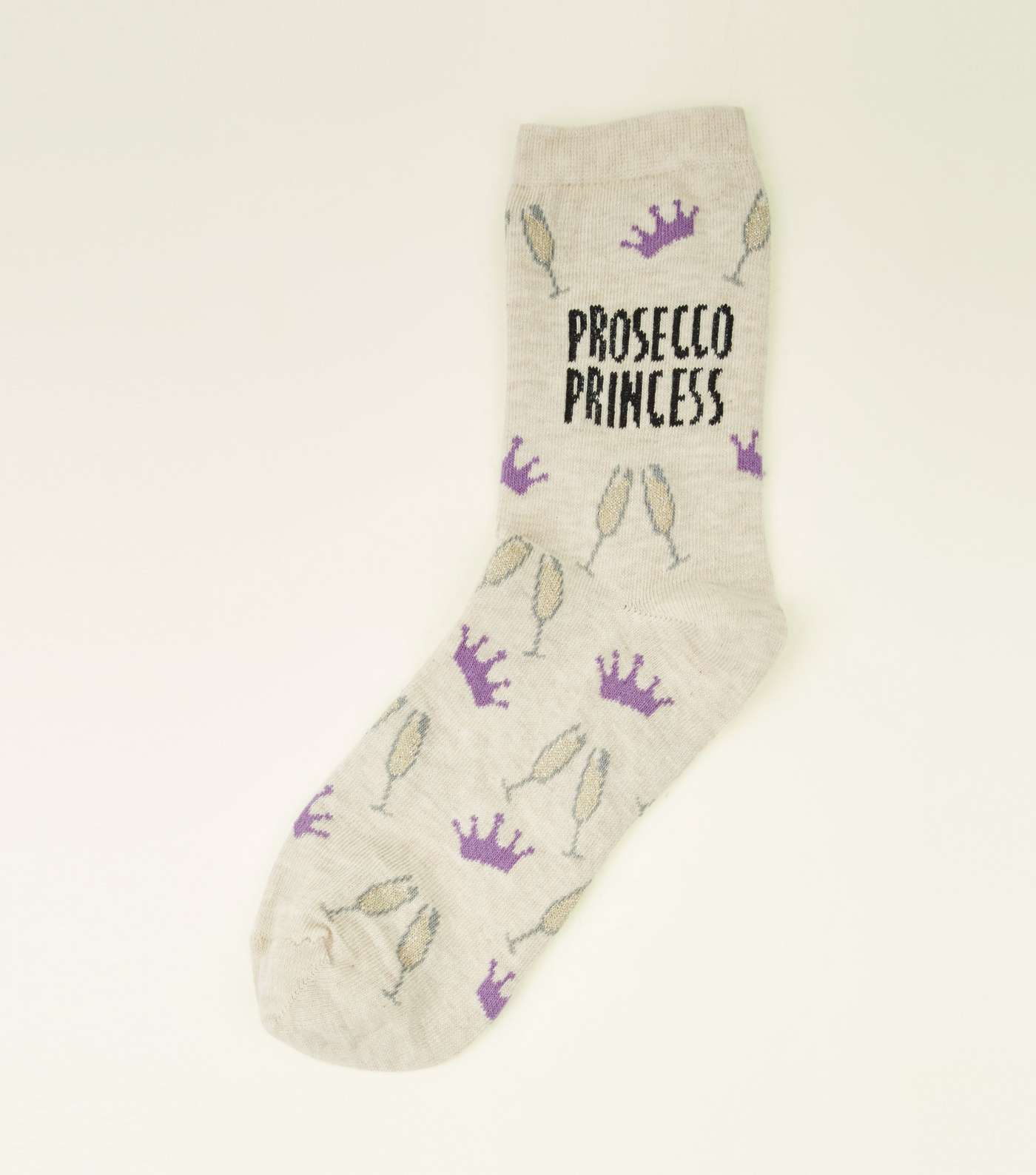 Cream Prosecco Princess Slogan Socks