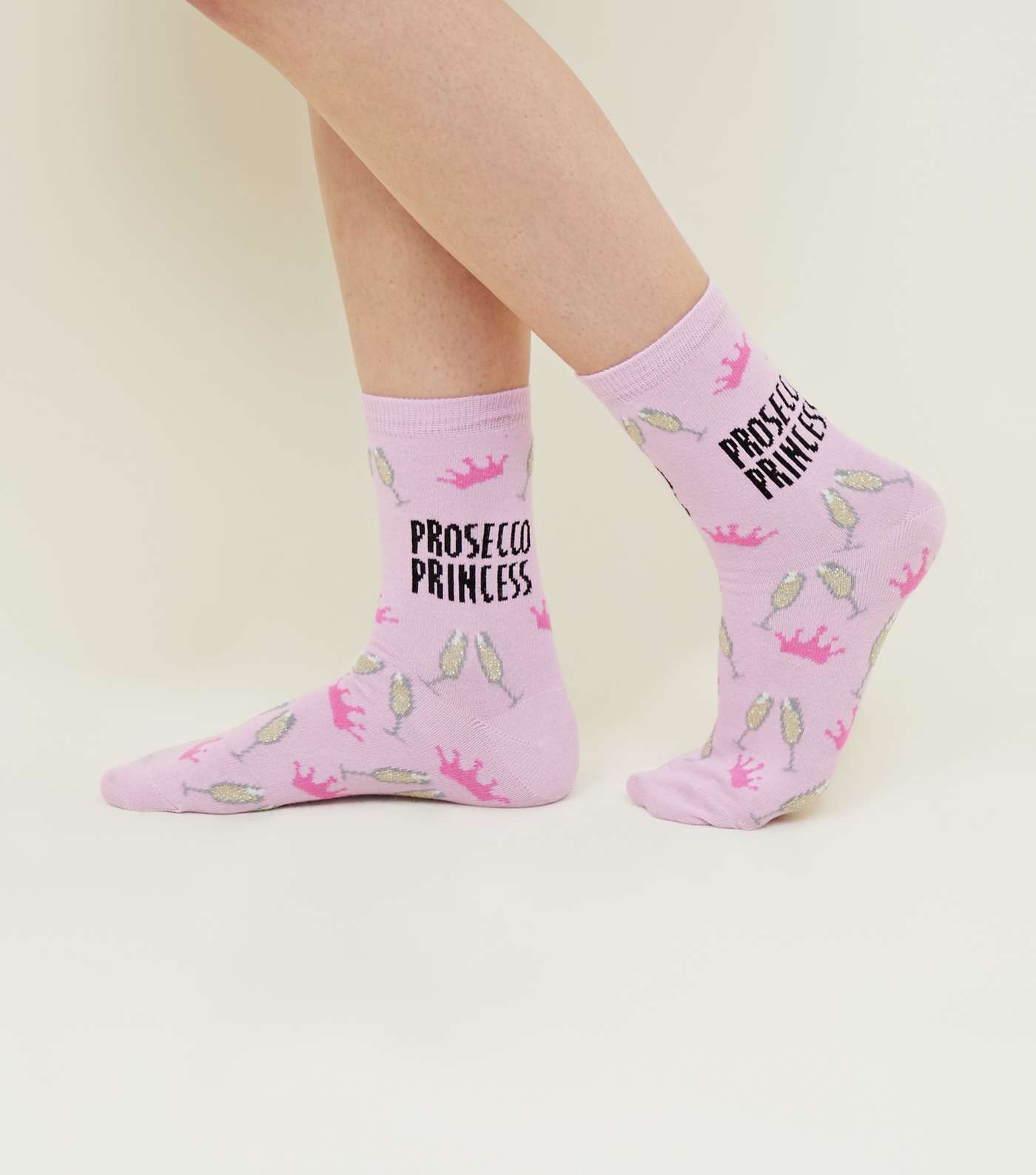Mid Pink Prosecco Princess Glitter Socks  Image 2