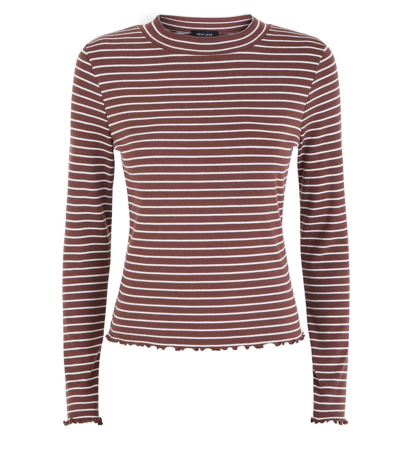 Light Brown Stripe Long Sleeve Ribbed T-Shirt Image 4