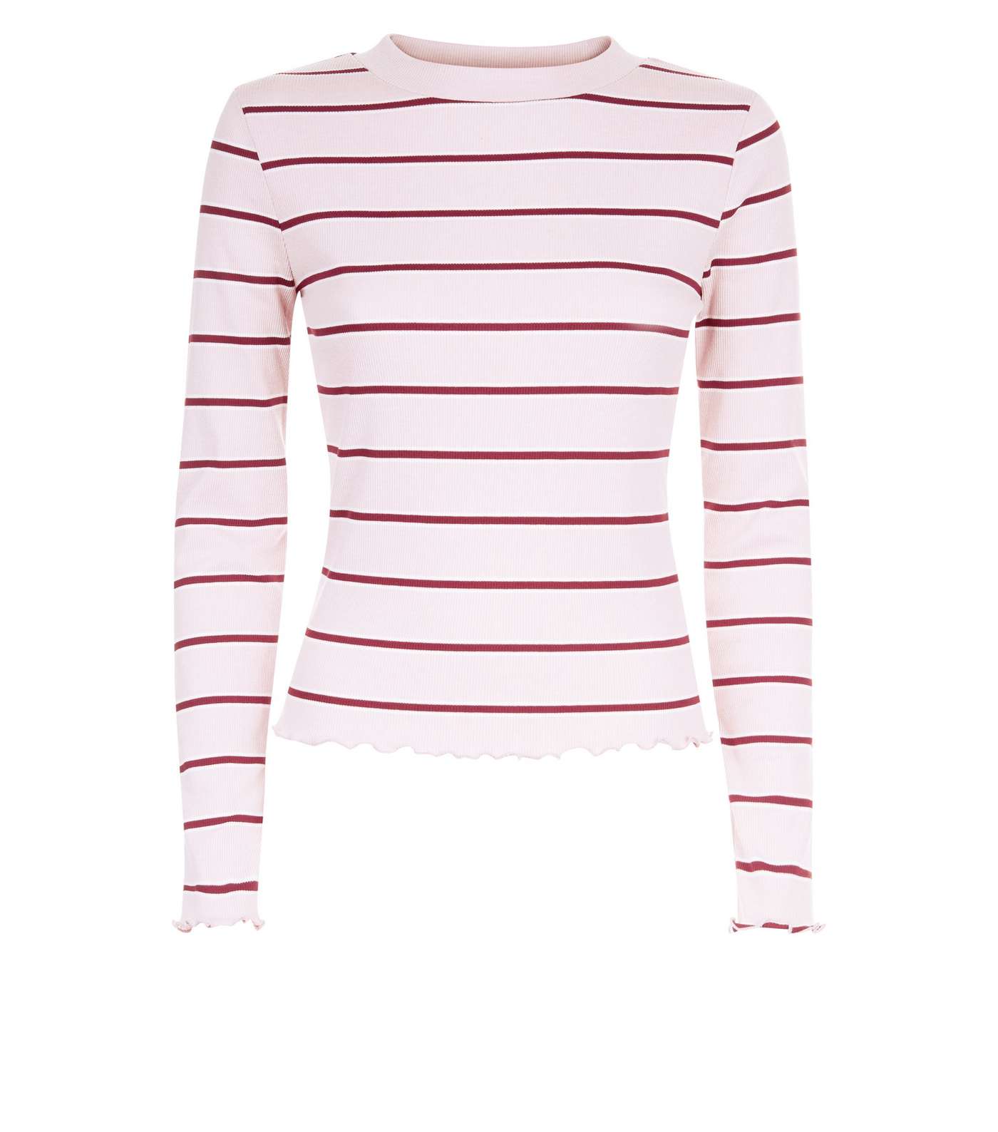 Pink Stripe Long Sleeve Ribbed T-Shirt Image 4
