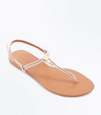 new look flat gold sandals