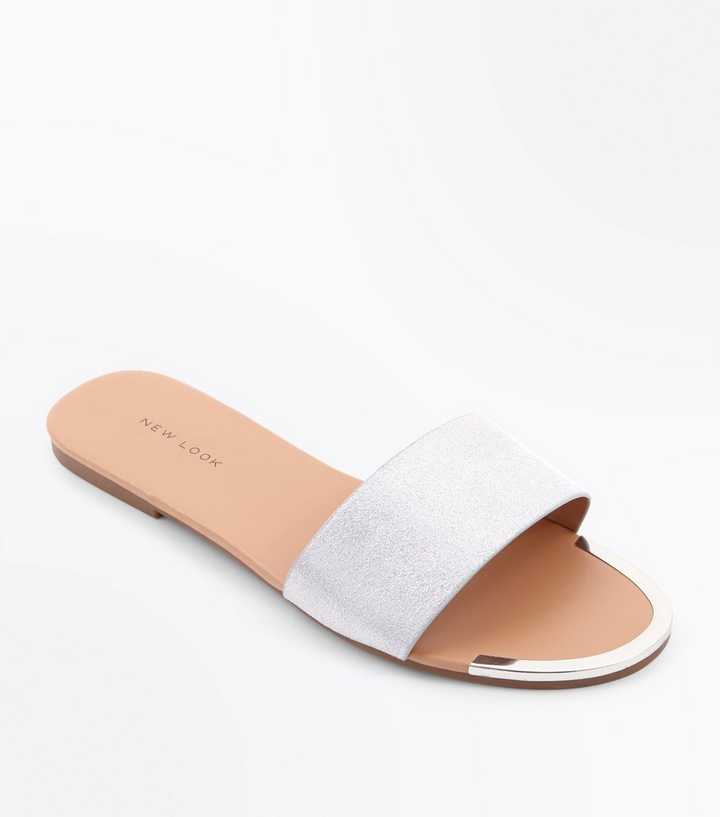 Silver Metal Trim Mules