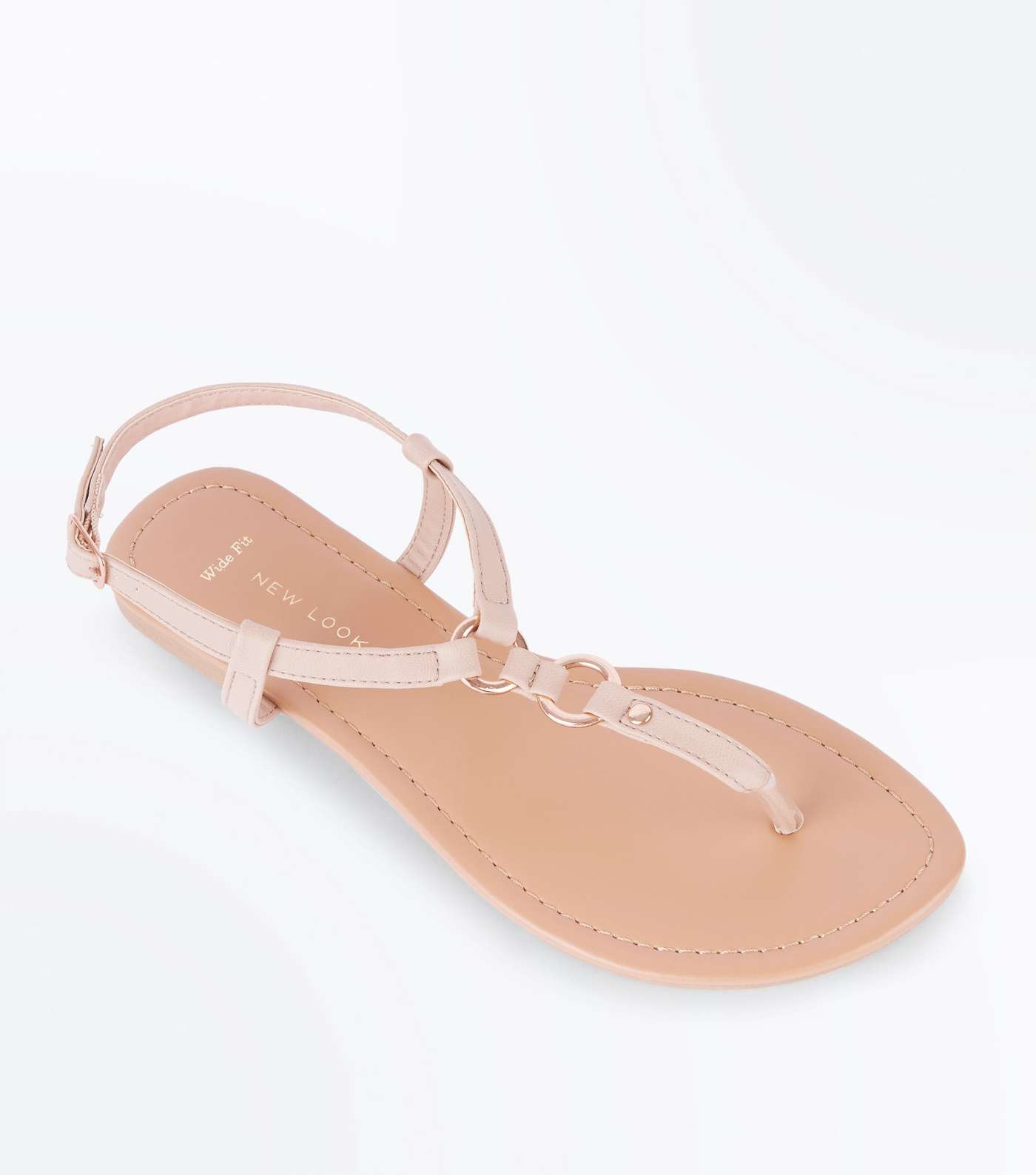 Wide Fit Nude Ring Strap Flat Sandals