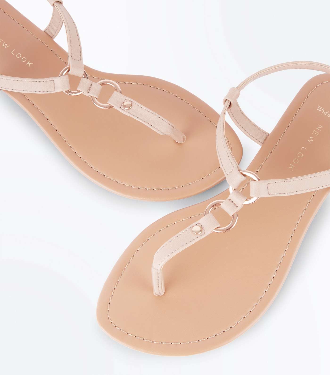 Wide Fit Nude Ring Strap Flat Sandals Image 3