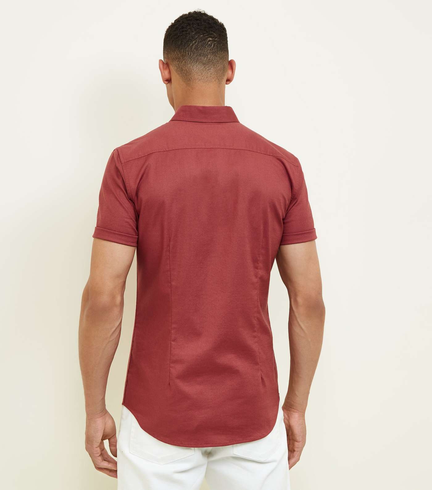 Rust Short Sleeve Muscle Fit Oxford Shirt Image 3